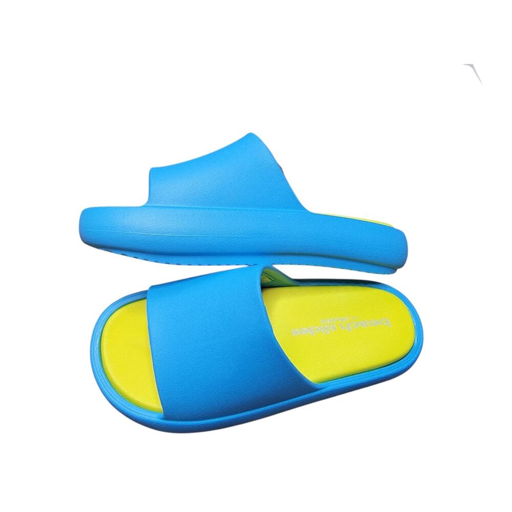 NIB New J Slides Beach Turquoise Yellow Squishy 8
